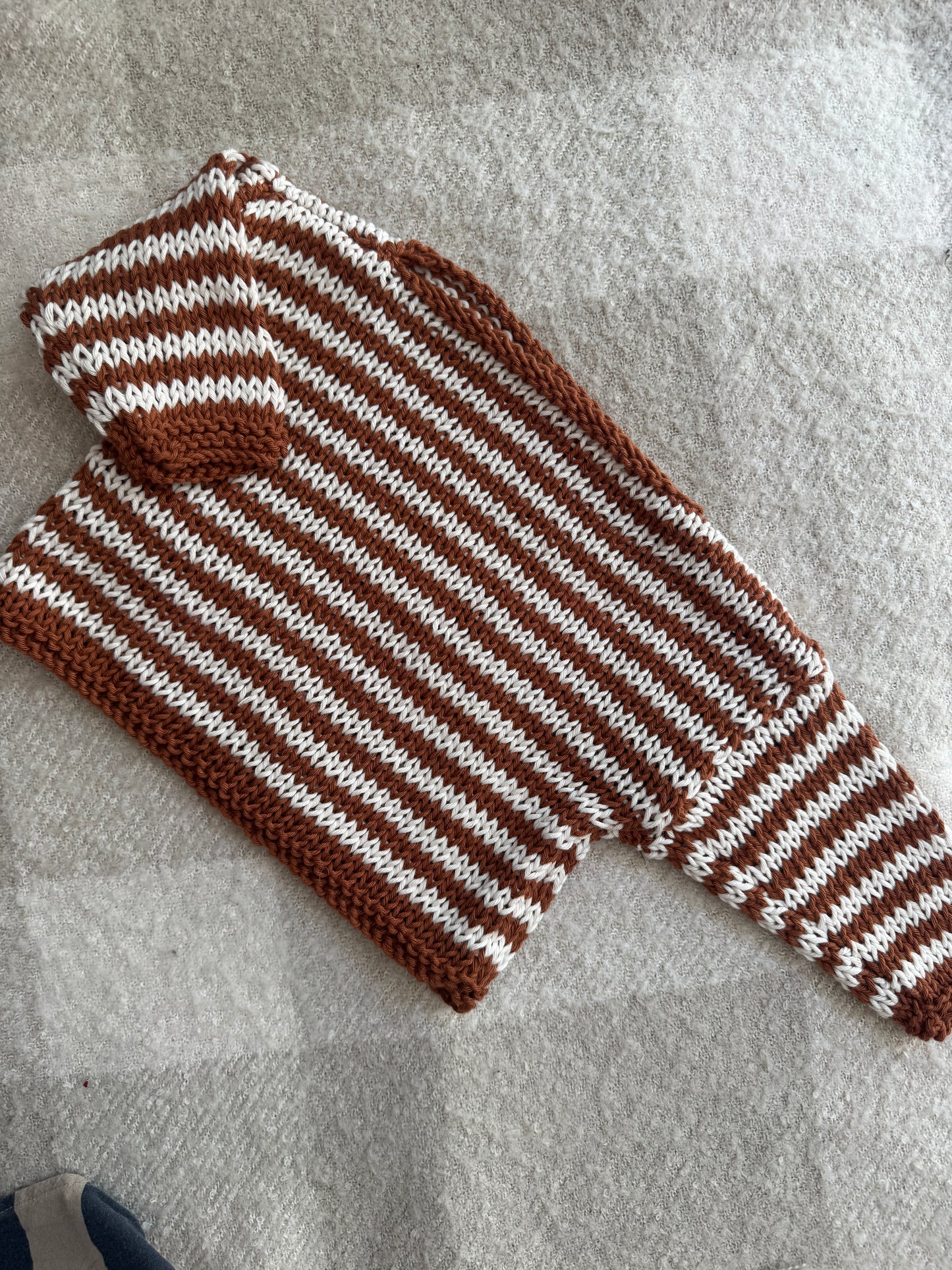 9-12m cream and brown cotton stripe jumper