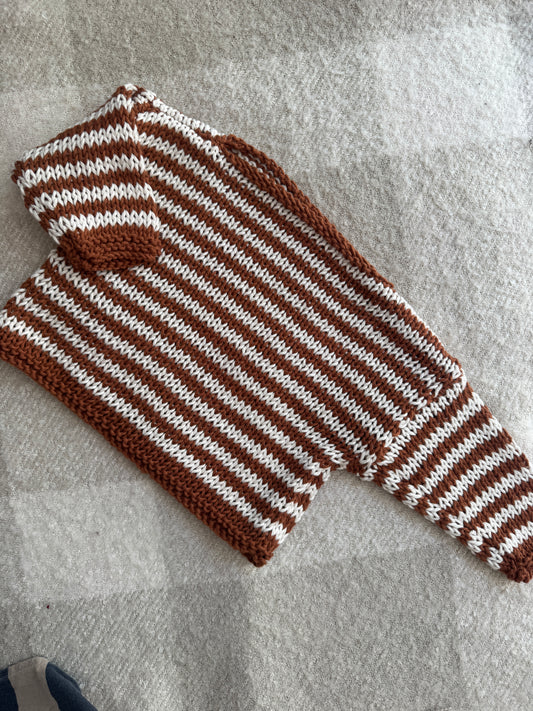 9-12m cream and brown cotton stripe jumper
