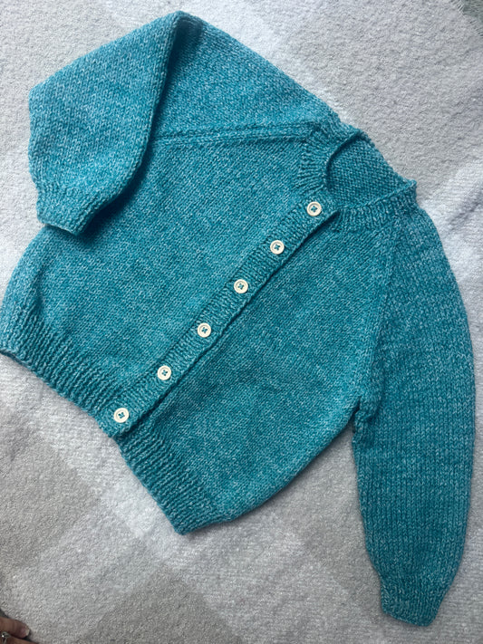 2-4 years aqua fleck cardigan