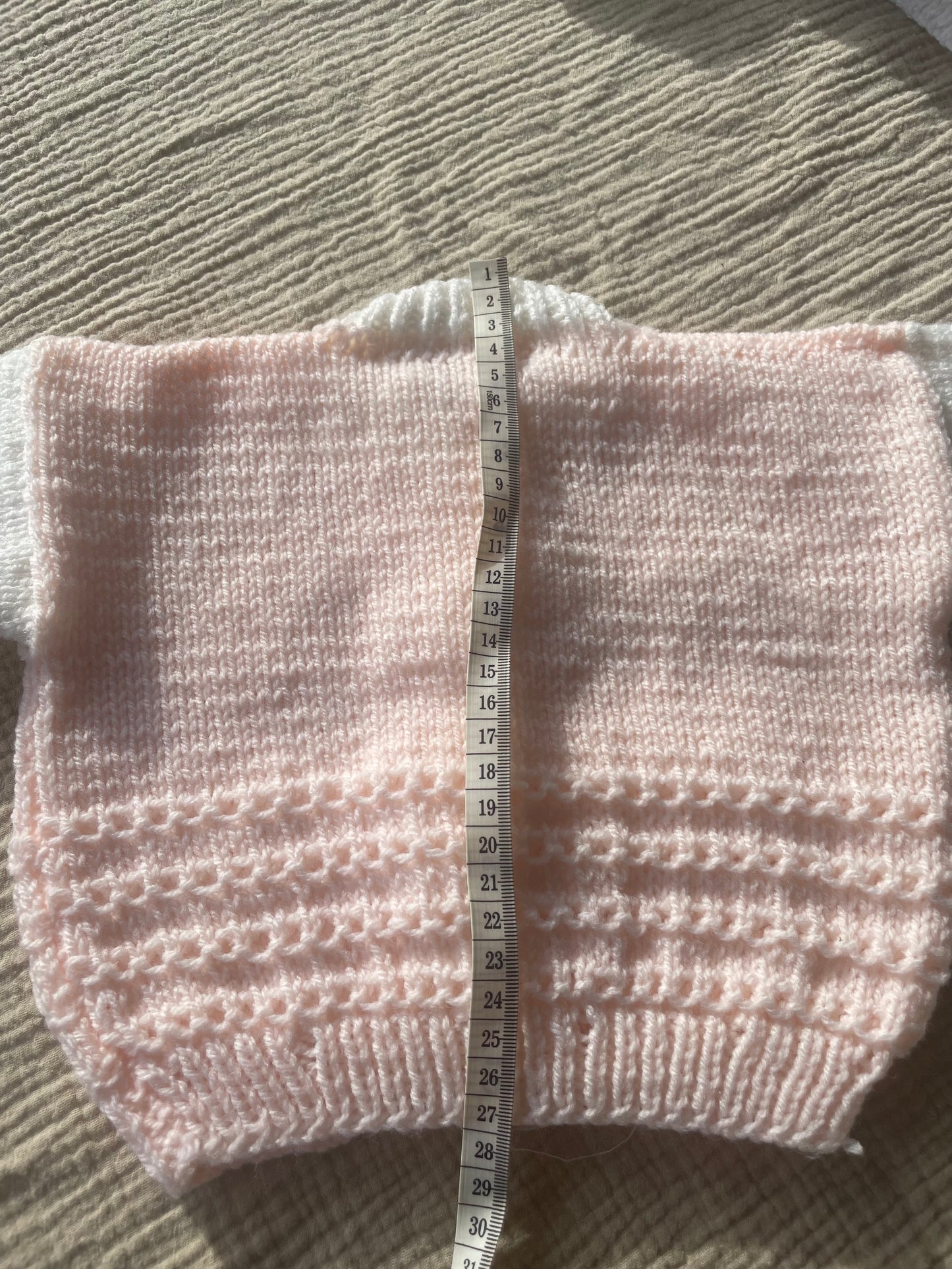 9-12m white and peach cardigan