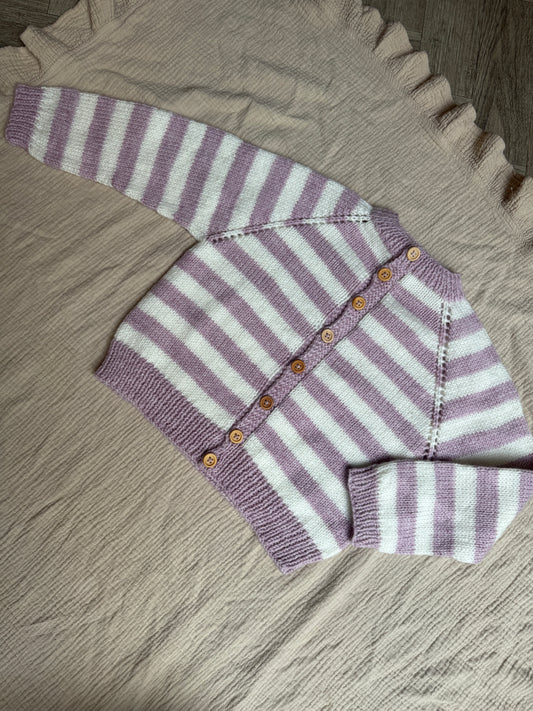 2-4 years heather & cream stripe cardigan