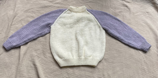 12-18m cream jumper with light purple sleeves