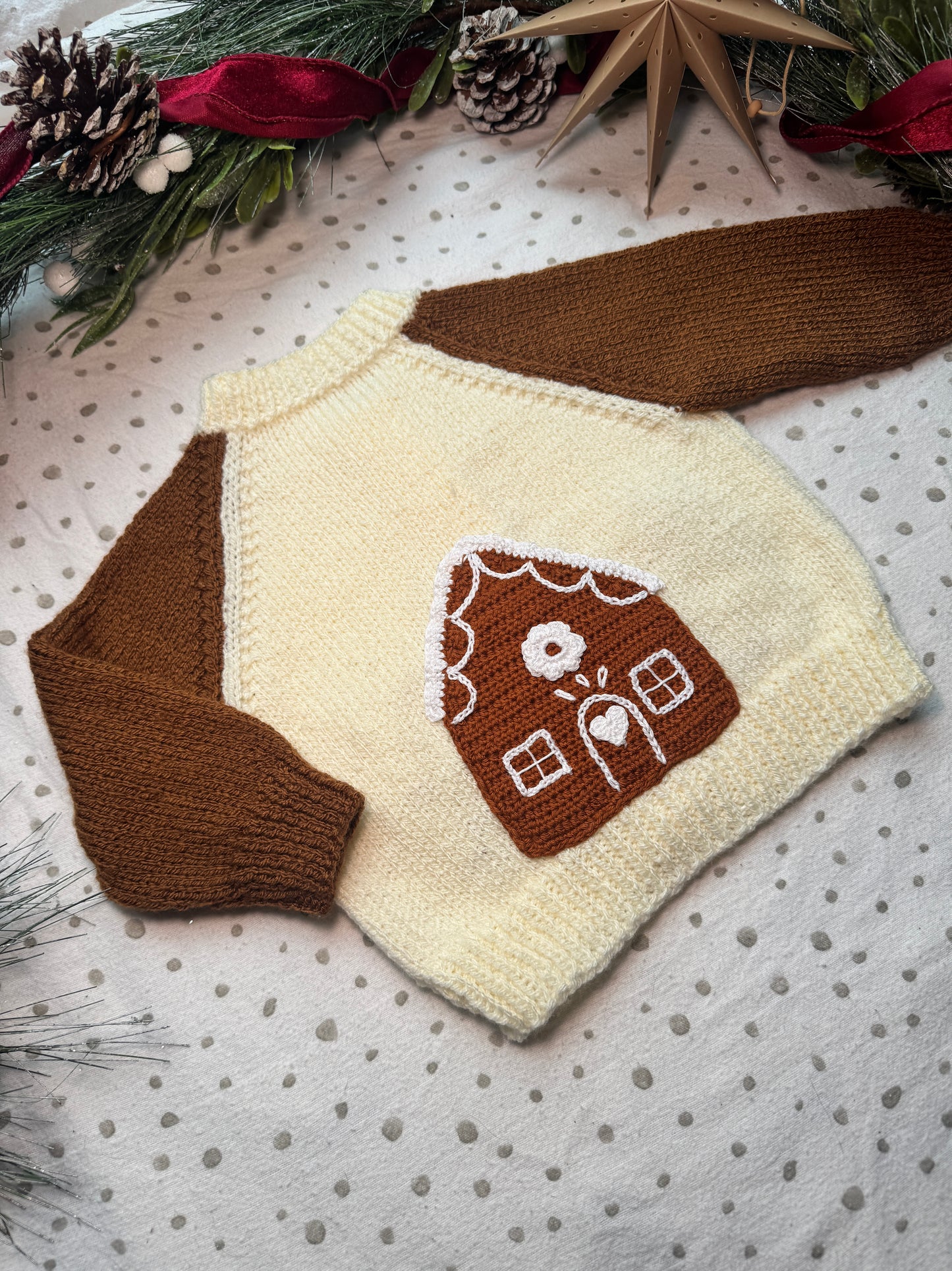 Gingerbread theme 9-12m gingerbread & cream cardigan