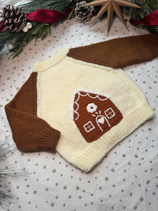 Gingerbread theme 9-12m gingerbread & cream cardigan