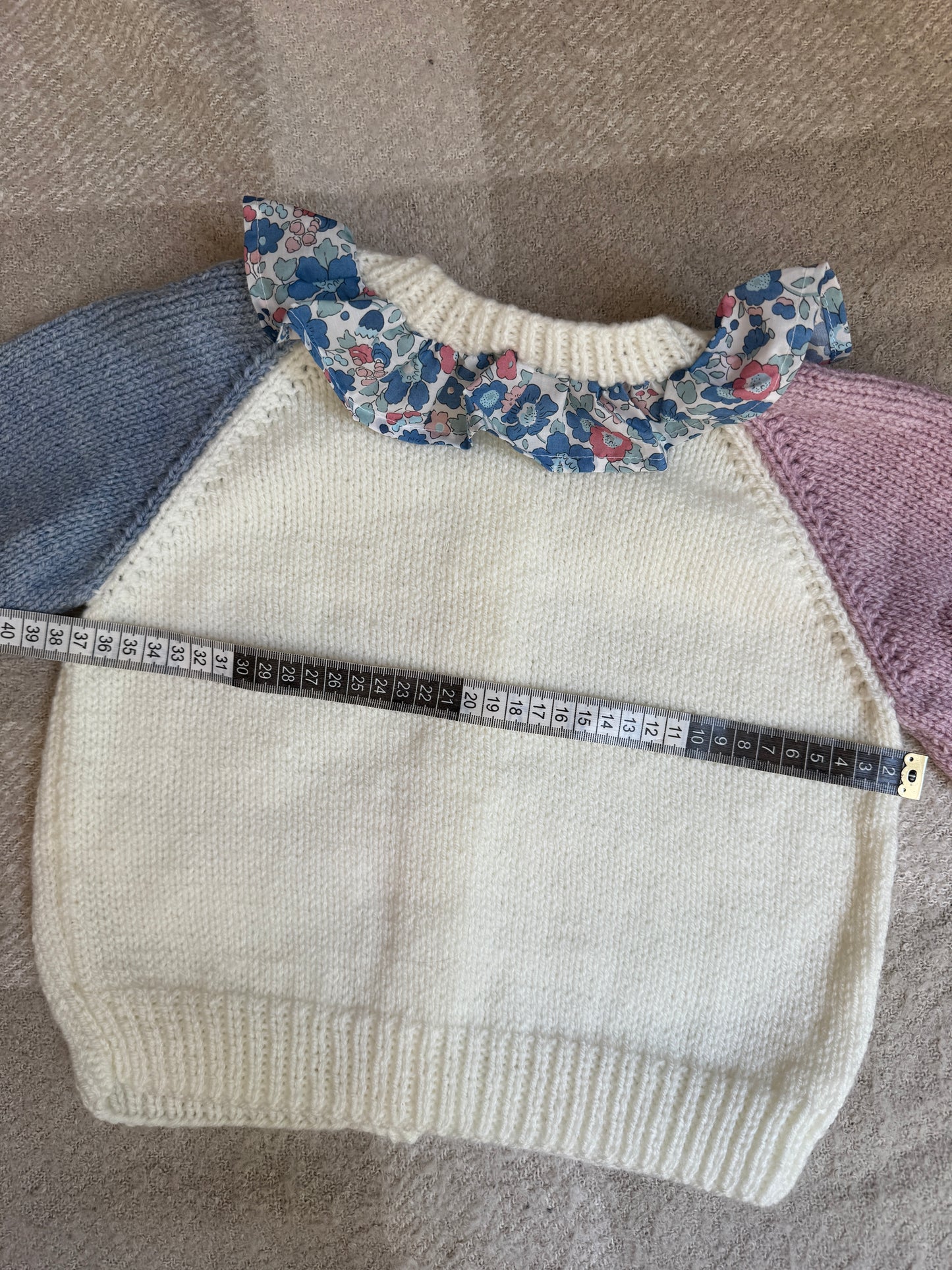 2-4 years colour block with liberty collar cardigan