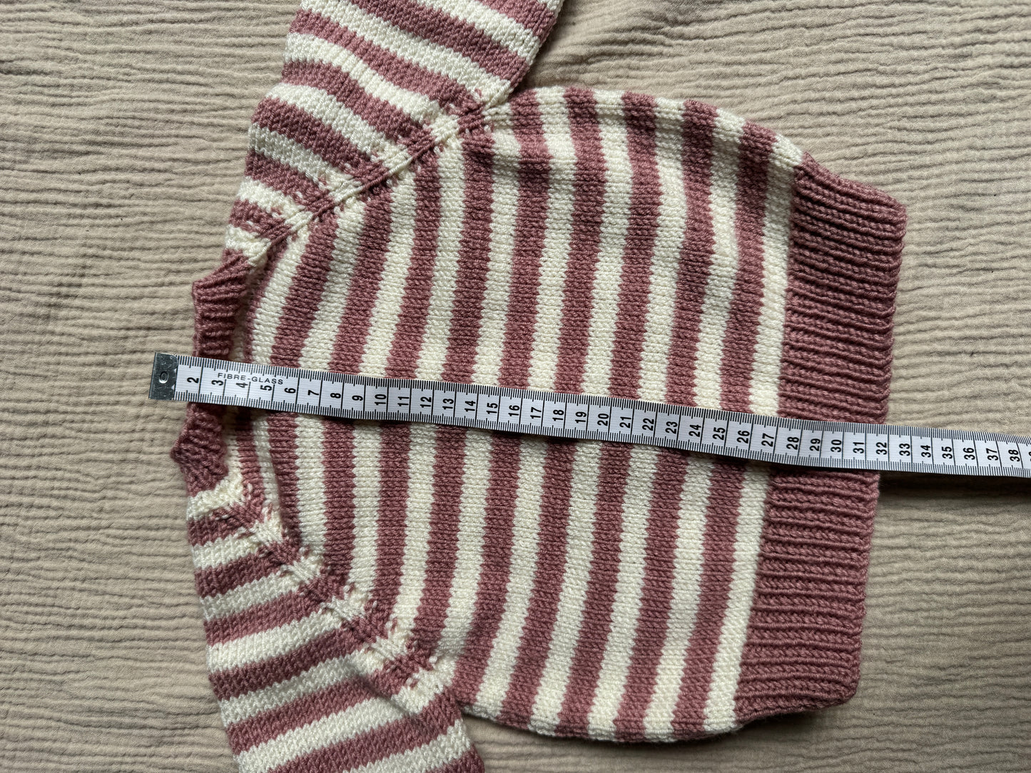 6-12m pink and cream stripe cardigan