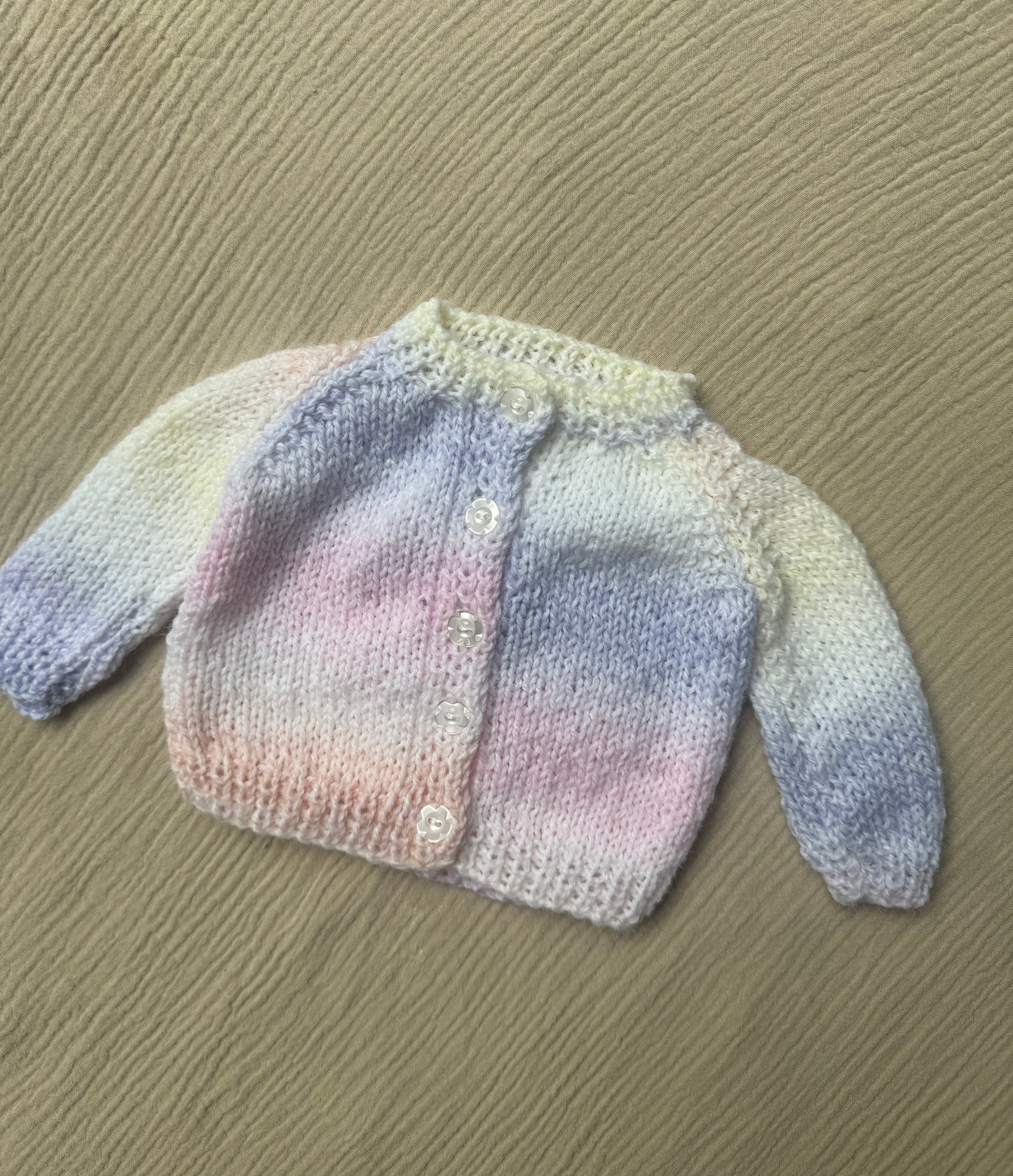 Small 0-3m pastel rainbow cardigan