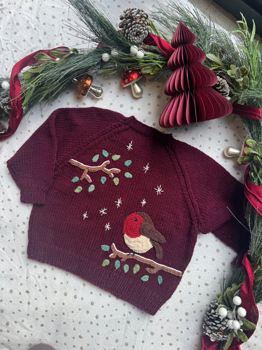 Robin 3-4 years burgundy cardigan