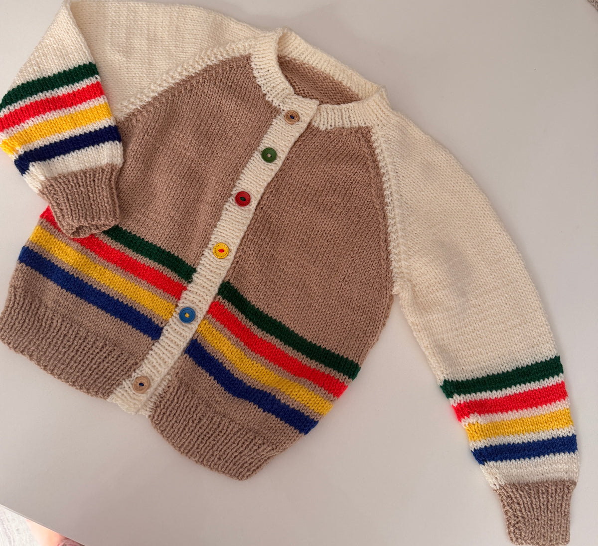 2-4 years oatmeal/stripe cardigan
