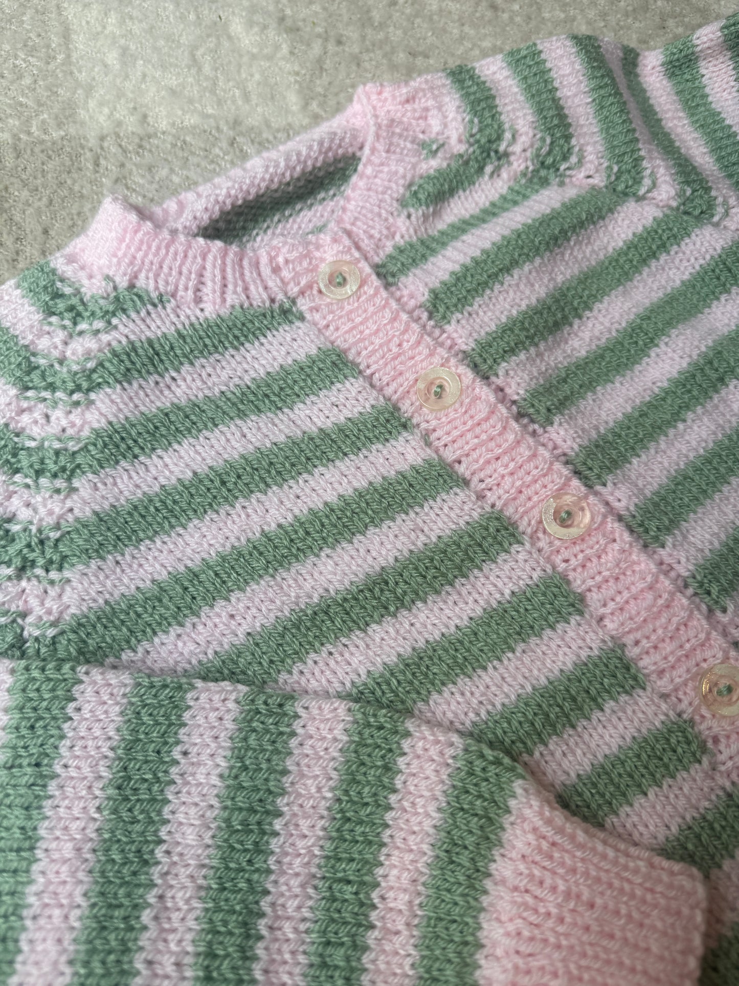 3-4 years sage and pale pink cardigan
