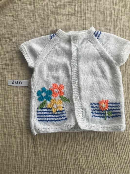 1-2years white flower cardigan