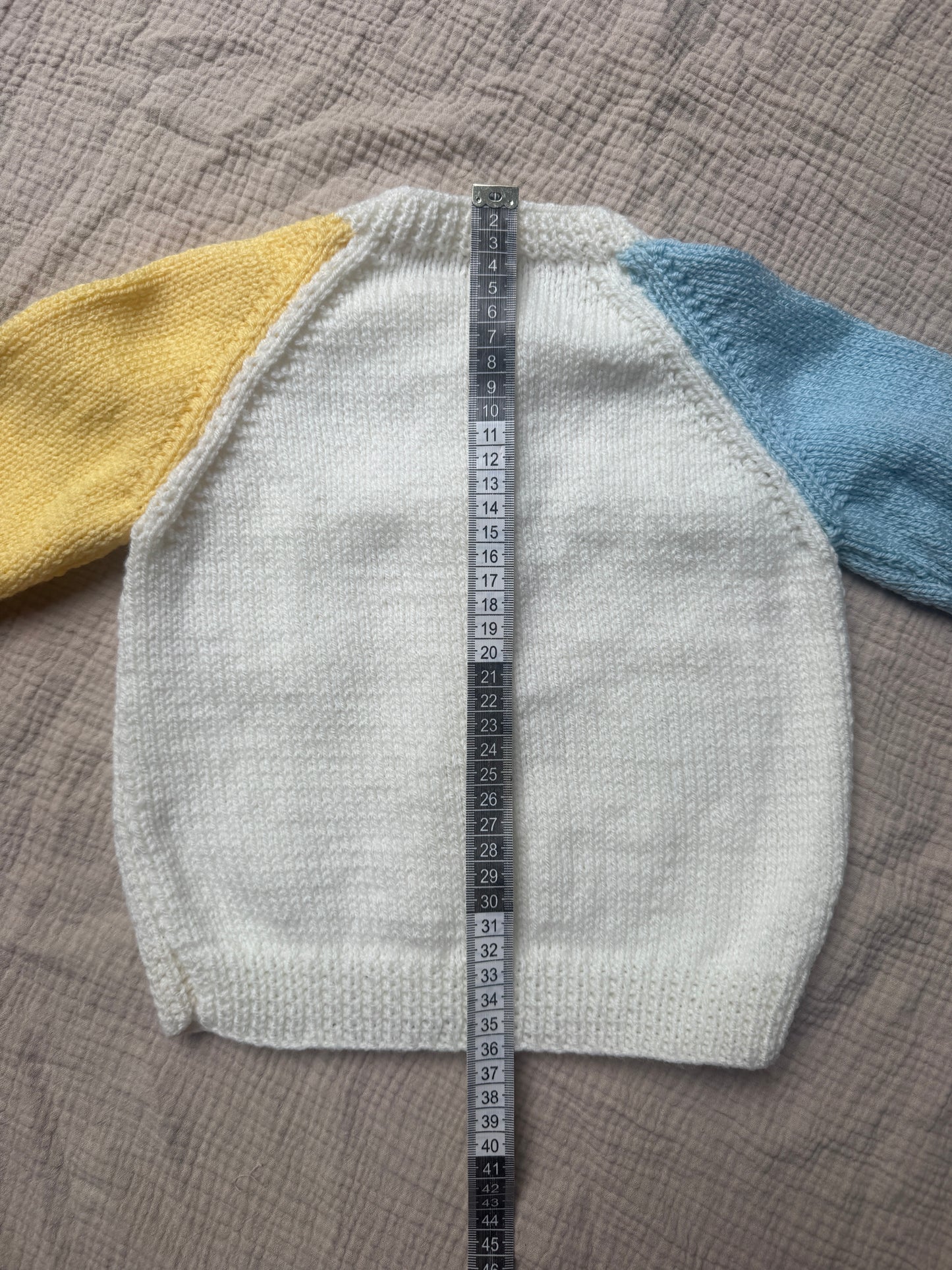 1-2 years blue/yellow colour block cardigan