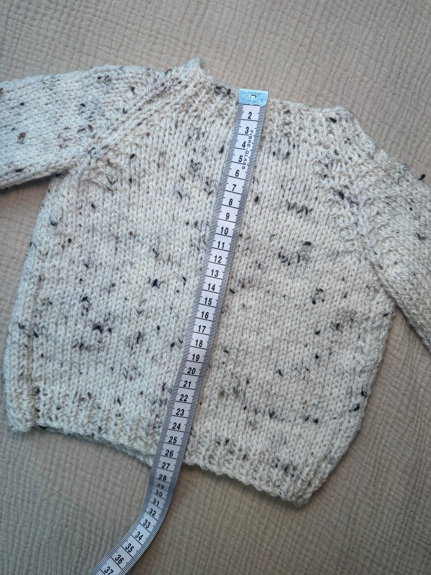 3-6m neutral fleck Aran cardigan