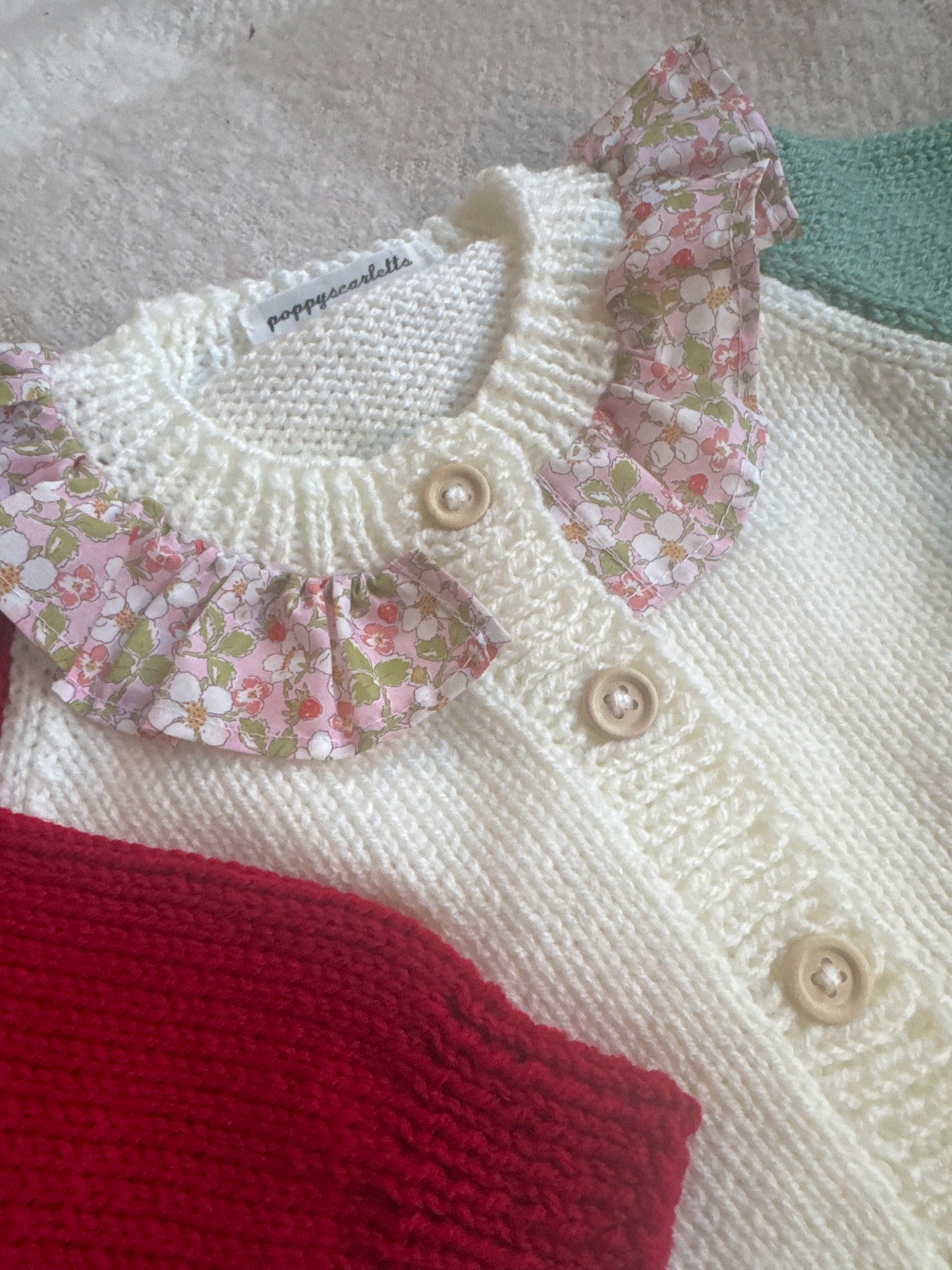 1-2 years colour block strawberry cardigan with liberty collar