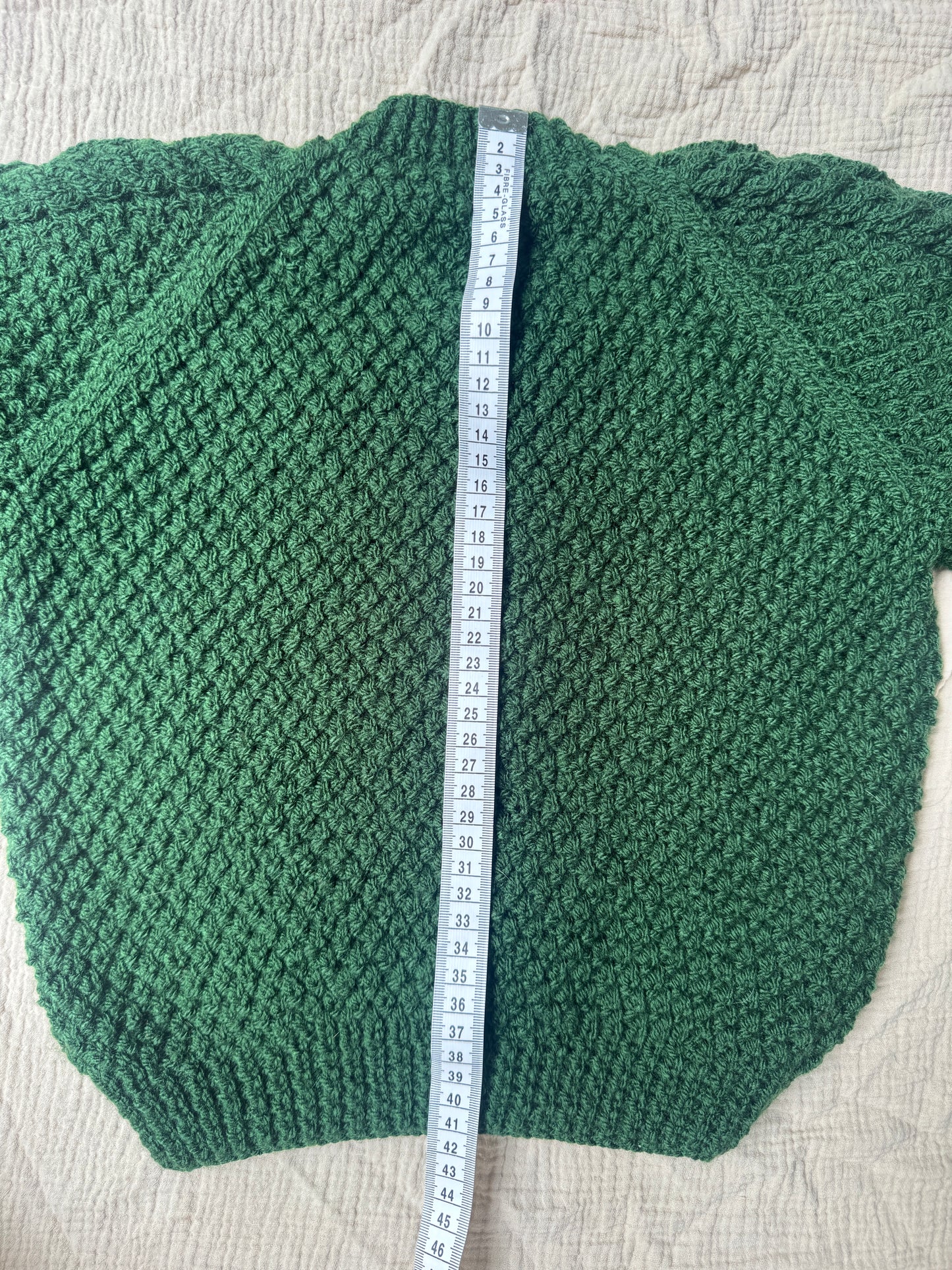 3-4 years Christmas green Aran cardigan