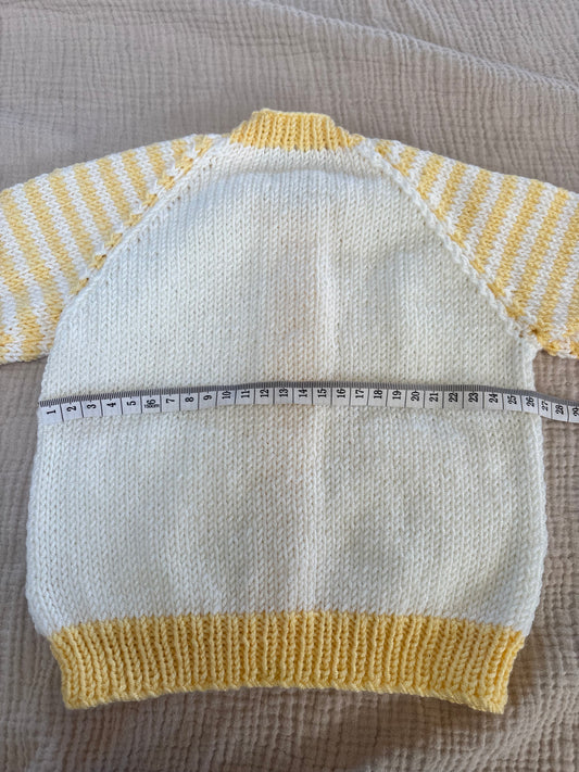 6-9 months yellow and white striped cardigan
