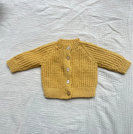 Newborn mustard cardigan with hat