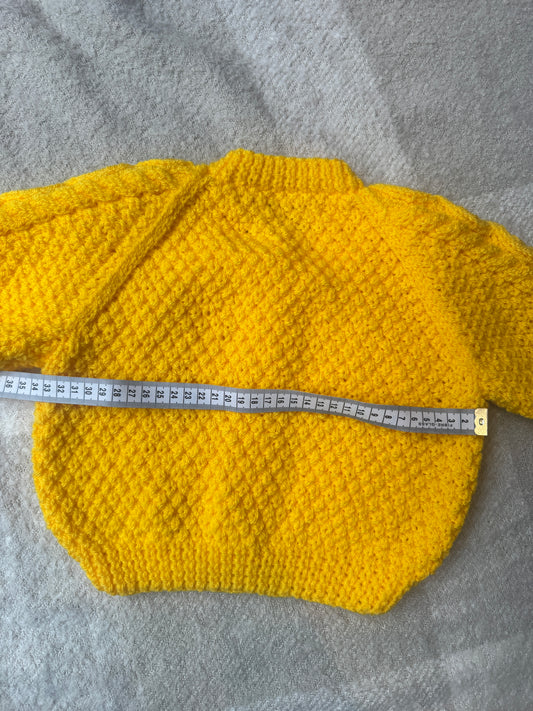 1-2 years cornflower yellow Aran cardigan