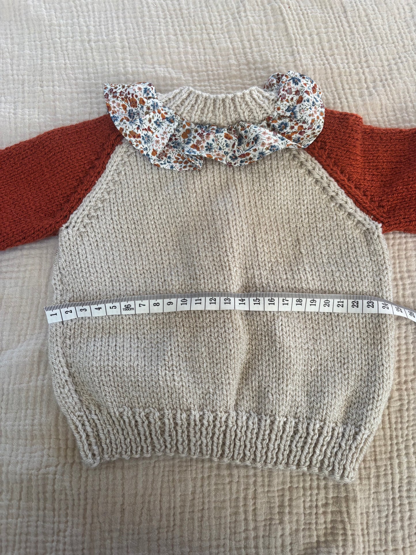 3-6m parchment and copper cardigan with liberty collar