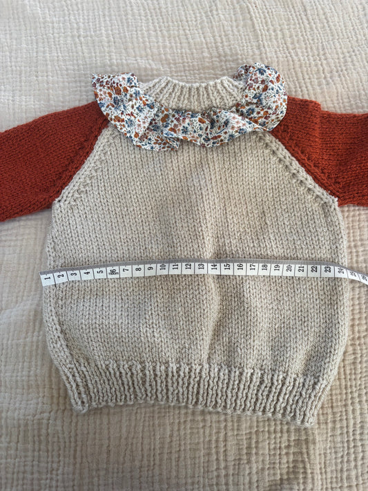 3-6m parchment and copper cardigan with liberty collar
