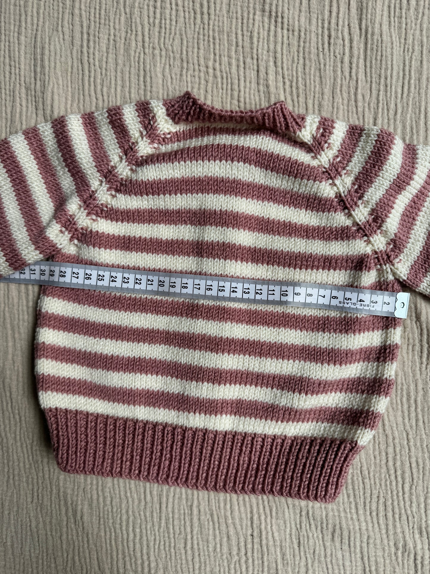 6-12m pink and cream stripe cardigan