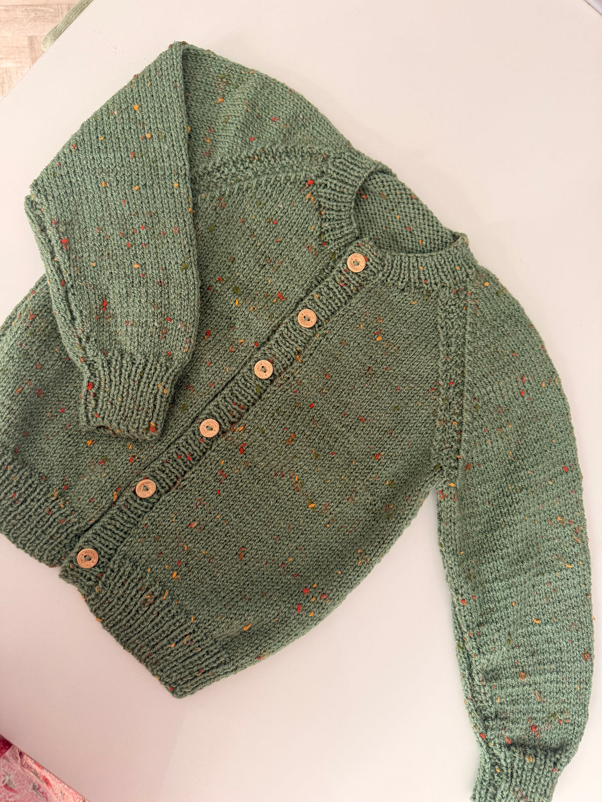 2-4 years green fleck cardigan