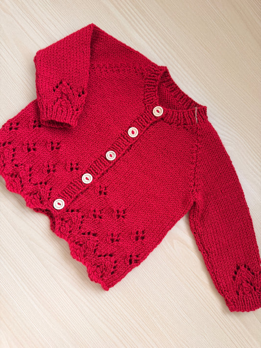 6-12 berry red cardigan