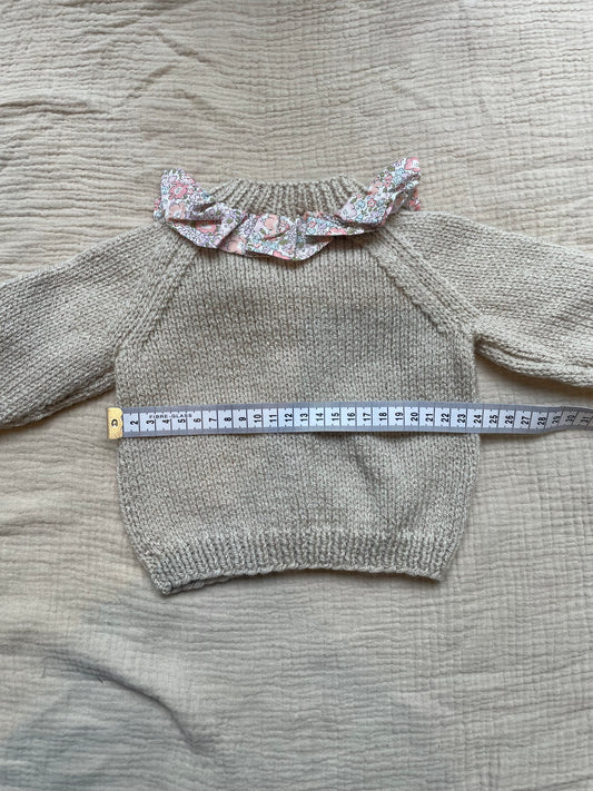 0-3m parchment cardigan with liberty collar