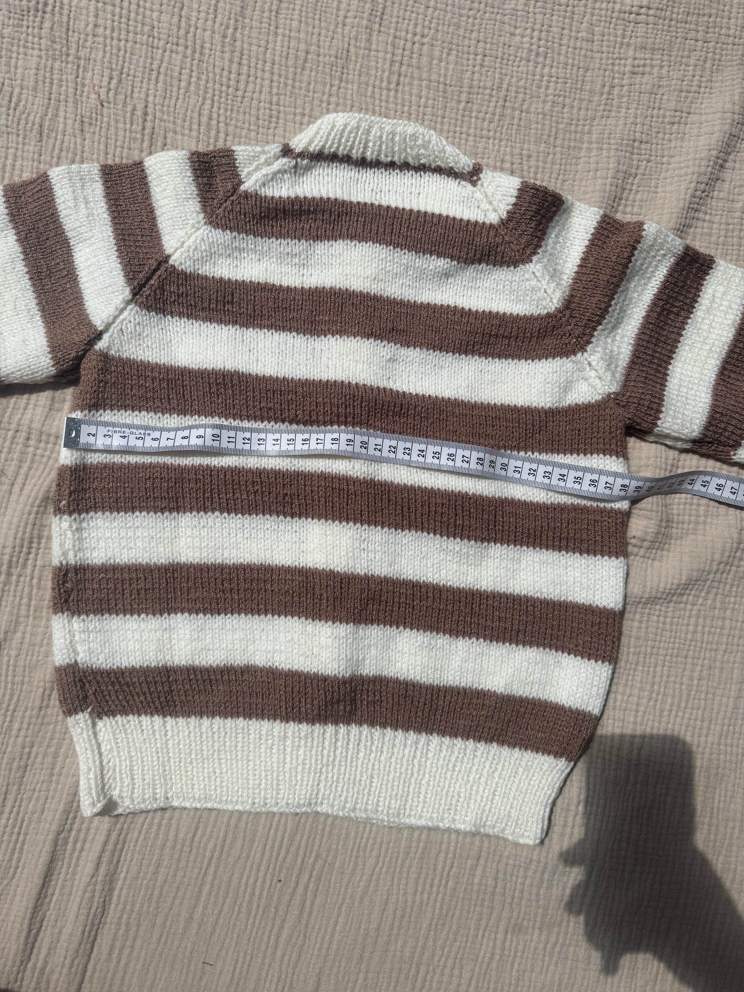 4-5 years mocha and cream stripe cardigan
