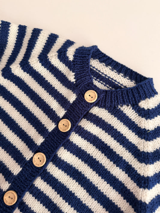4-5 years navy and cream stripe cardigan