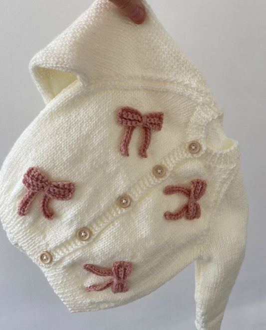 Knitted to order bow personalised cardigan/jumper