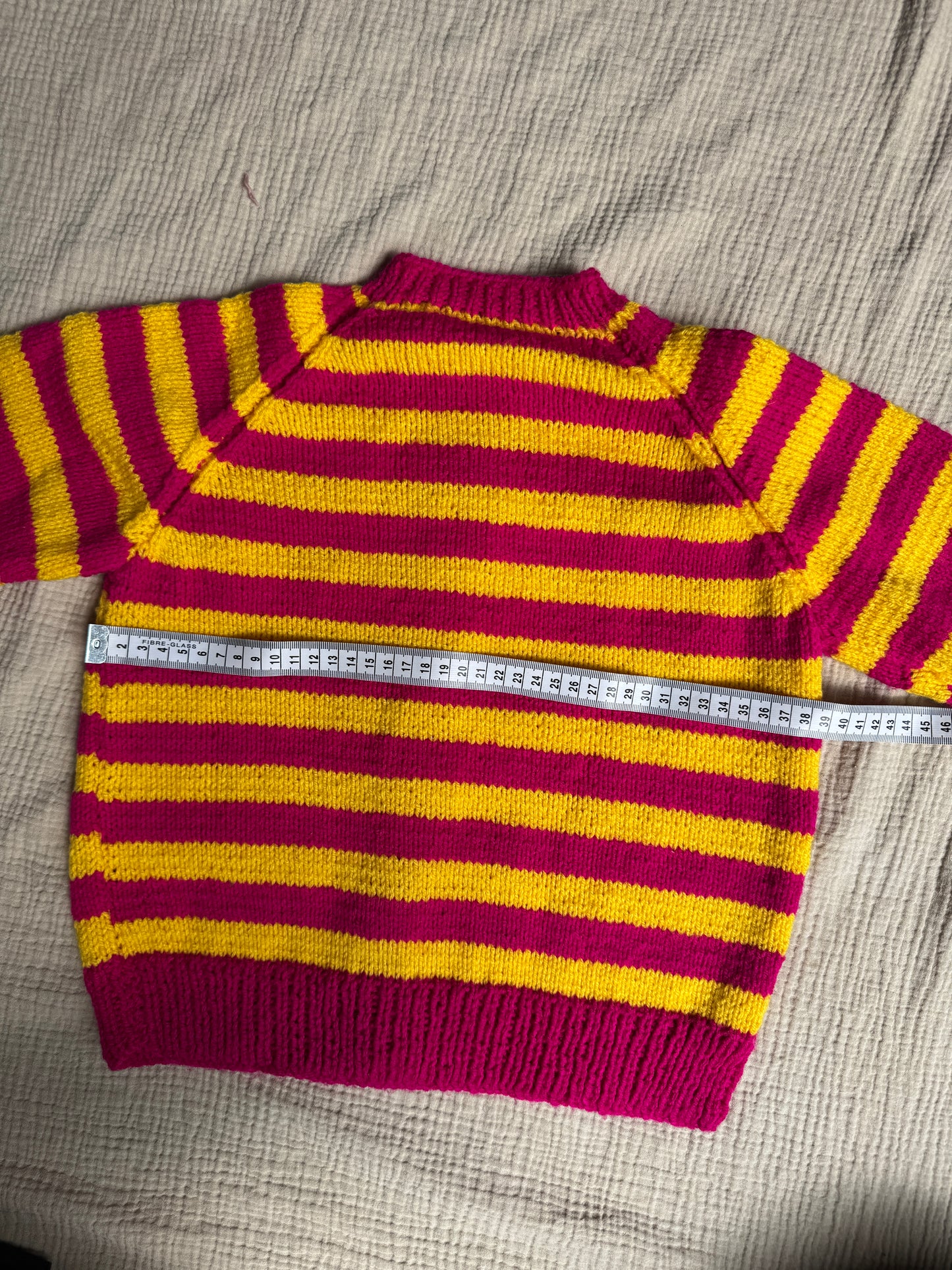 3-4 years hot pink and cornflower stripe cardigan