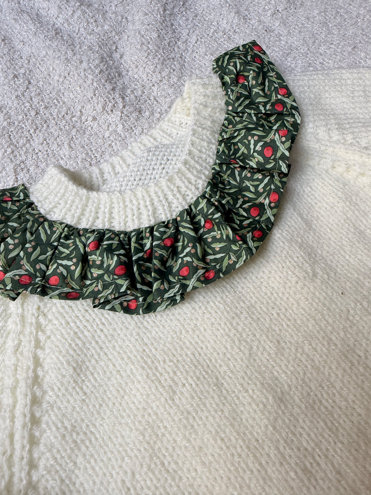 2-4 years pale cream jumper with liberty collar