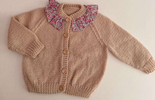 9-15 months neutral cardigan with liberty collar