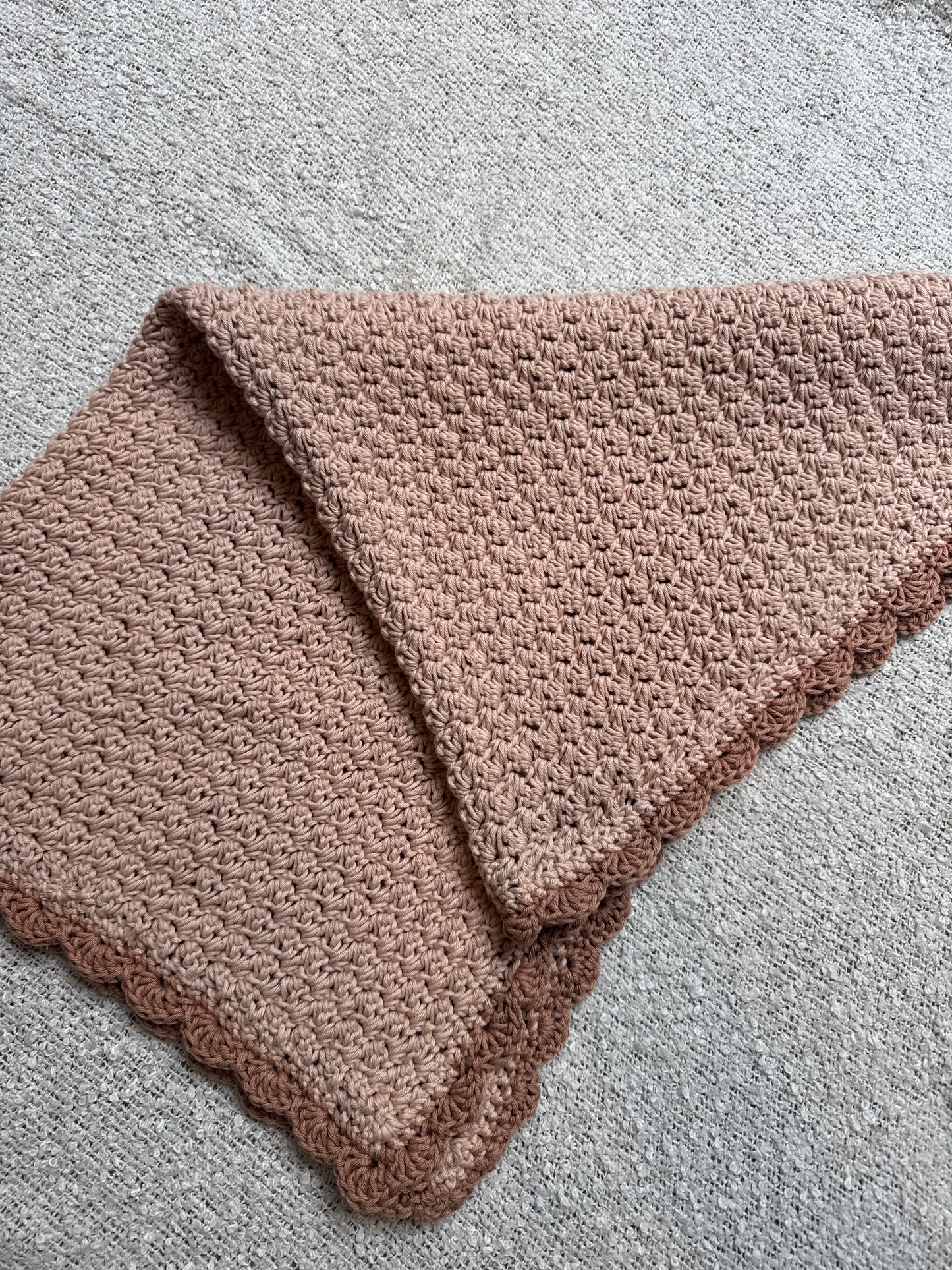 Stroller blanket hand crochet in oatmeal and cuppa tea
