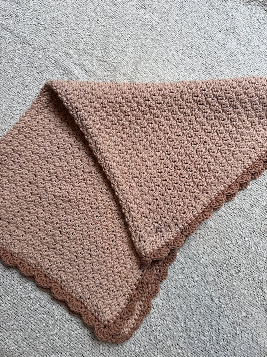 Stroller blanket hand crochet in oatmeal and cuppa tea