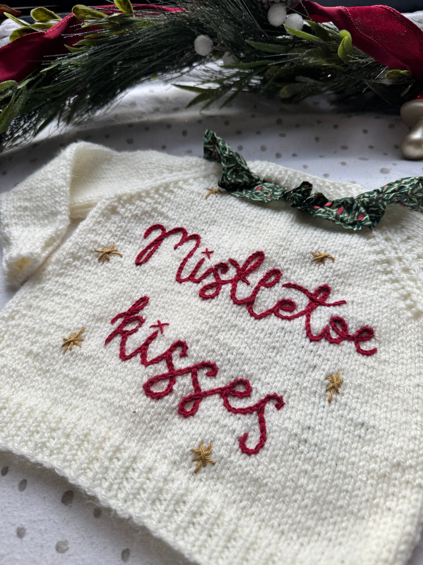 Mistletoe kisses 3/6m cream liberty collar cardigan