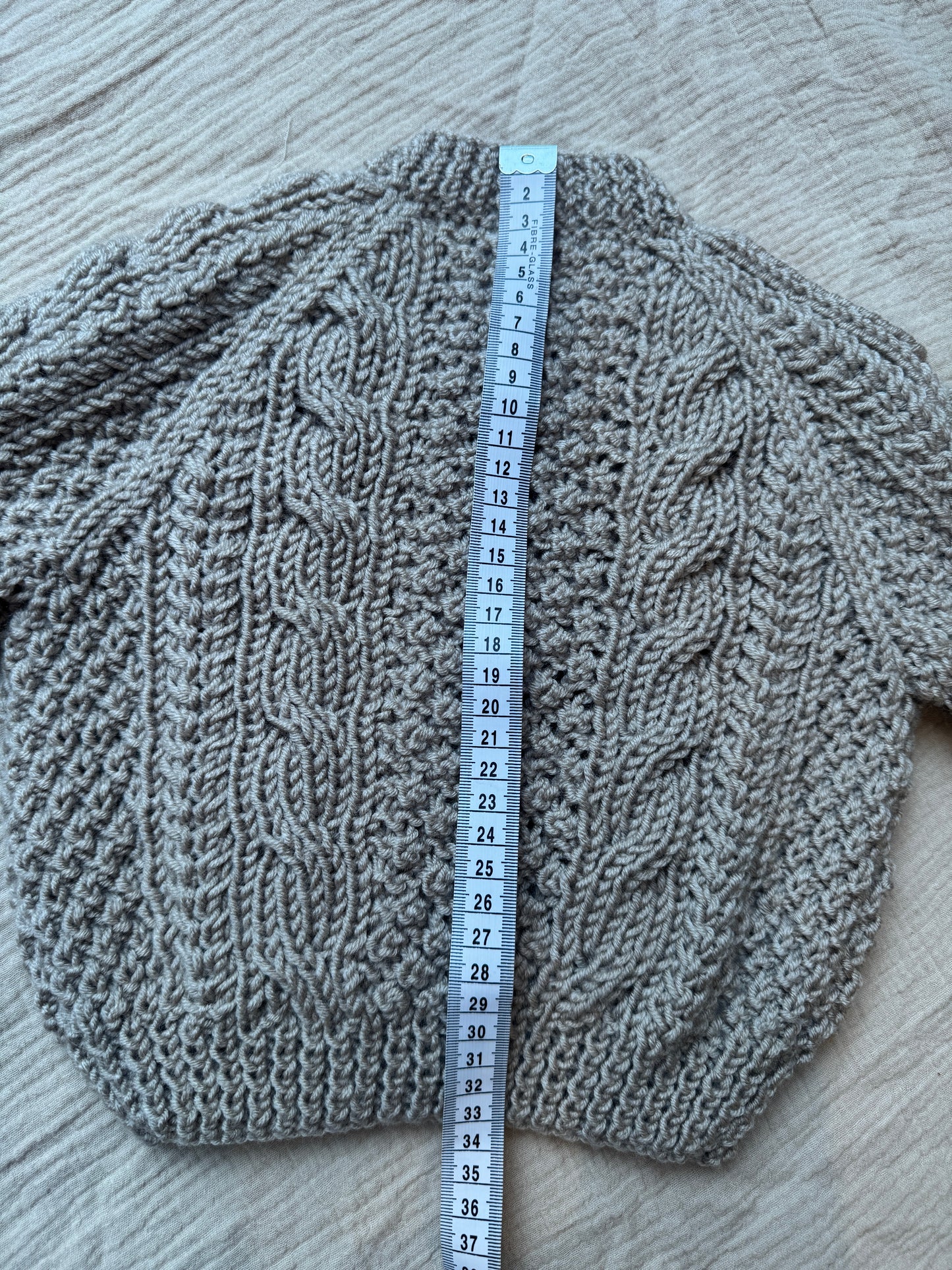 1-2 years parchment Aran cardigan