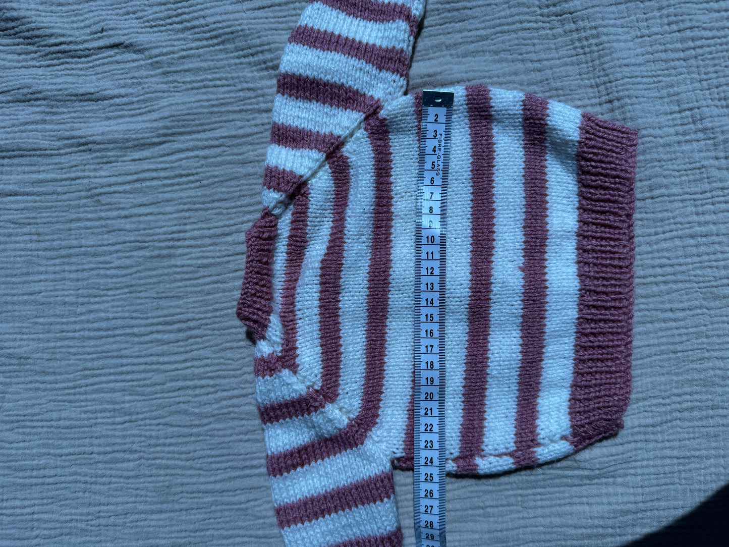 0-3m pale rose & cream stripe cardigan