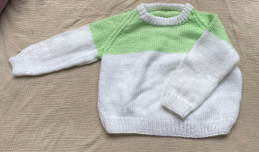 2-3 years white and lime jumper