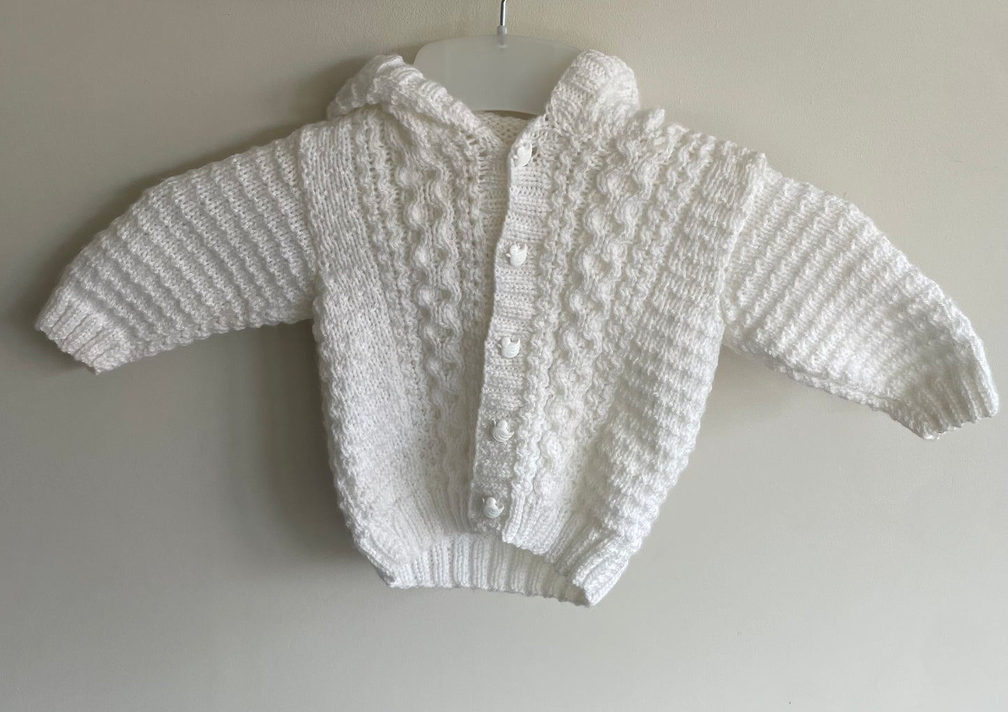 3-6 months white hooded Cardigan