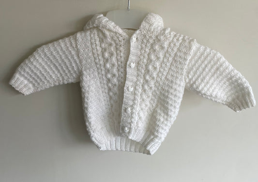 3-6 months white hooded Cardigan