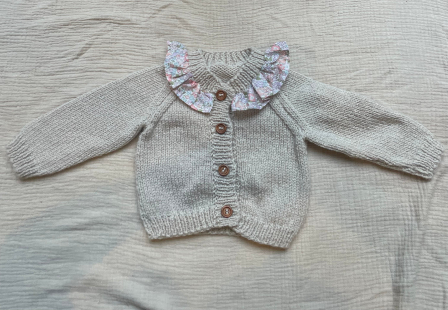 0-3m parchment cardigan with liberty collar