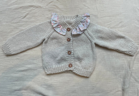0-3m parchment cardigan with liberty collar