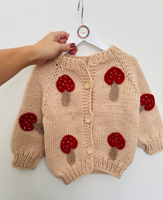 2-4 years chunky mushroom cardigan