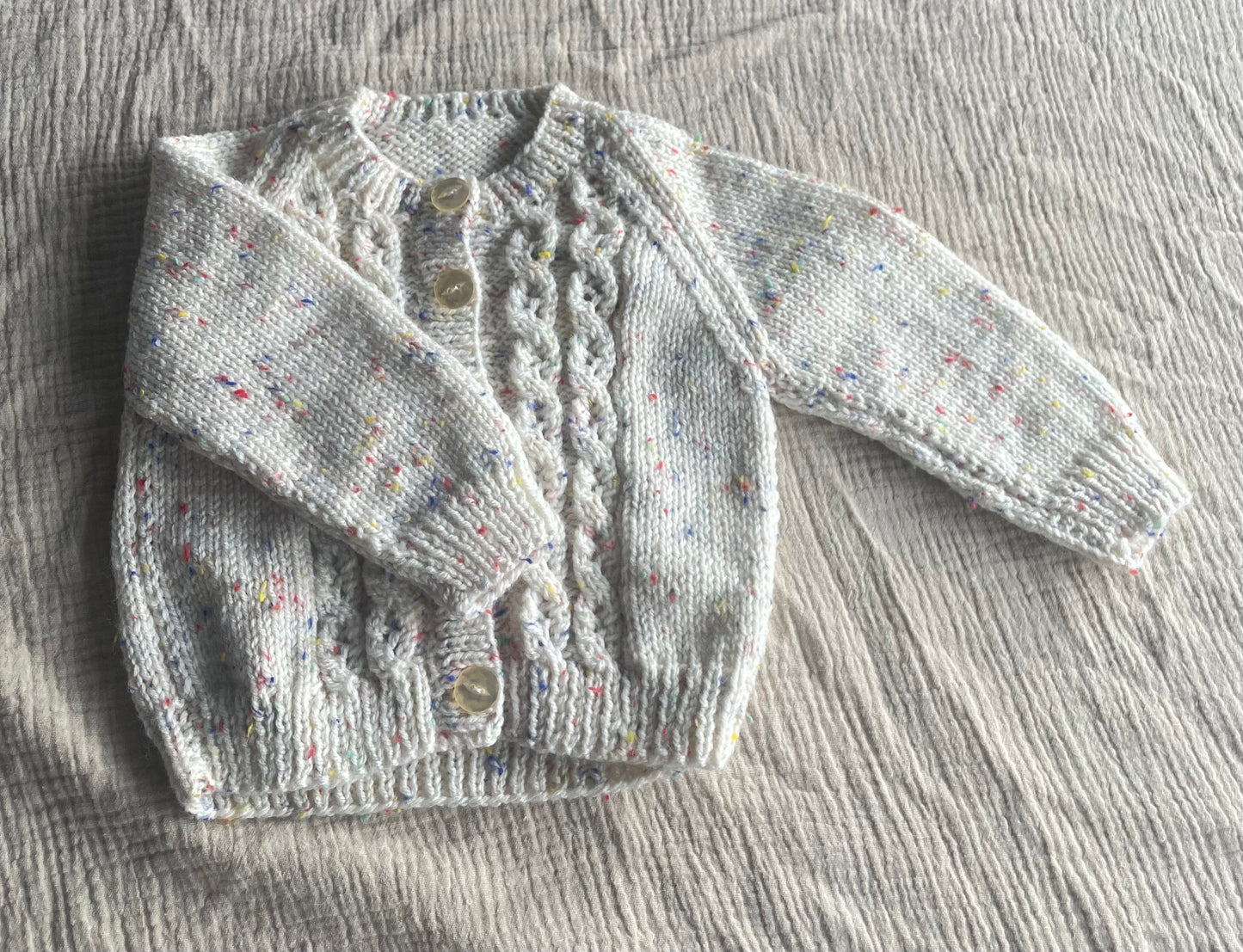 6-9 months cream cardigan with flecks