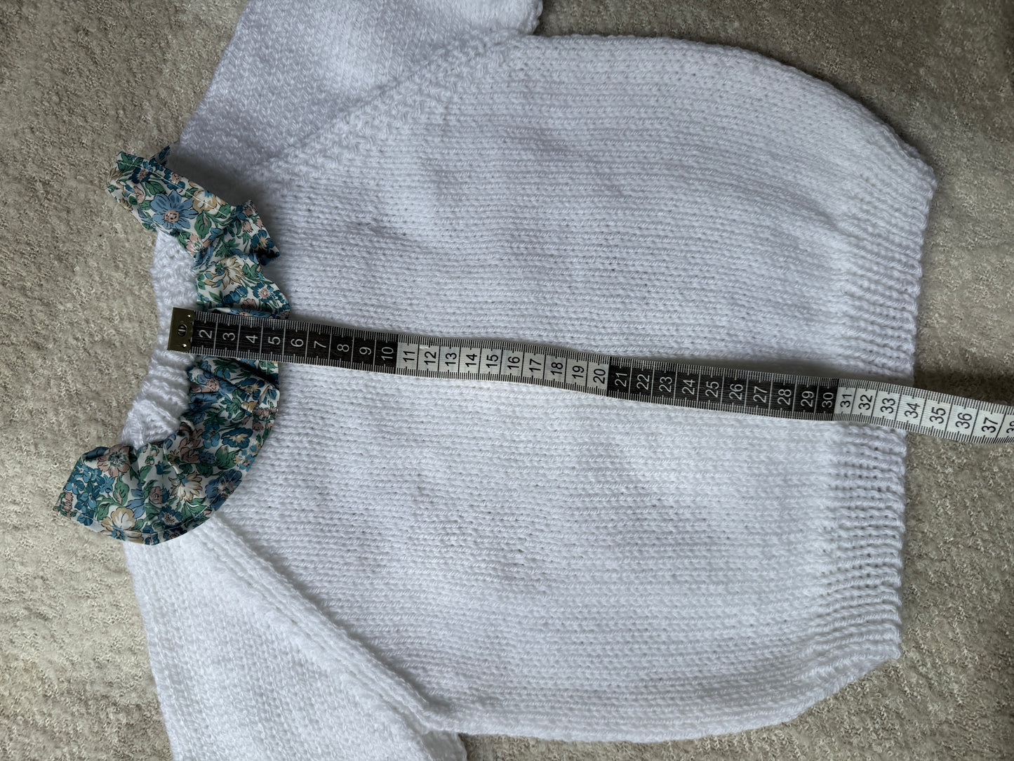 1-2 years white cardigan with liberty collar
