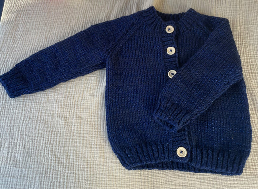 2-3 years dark blue glittery chunky cardigan