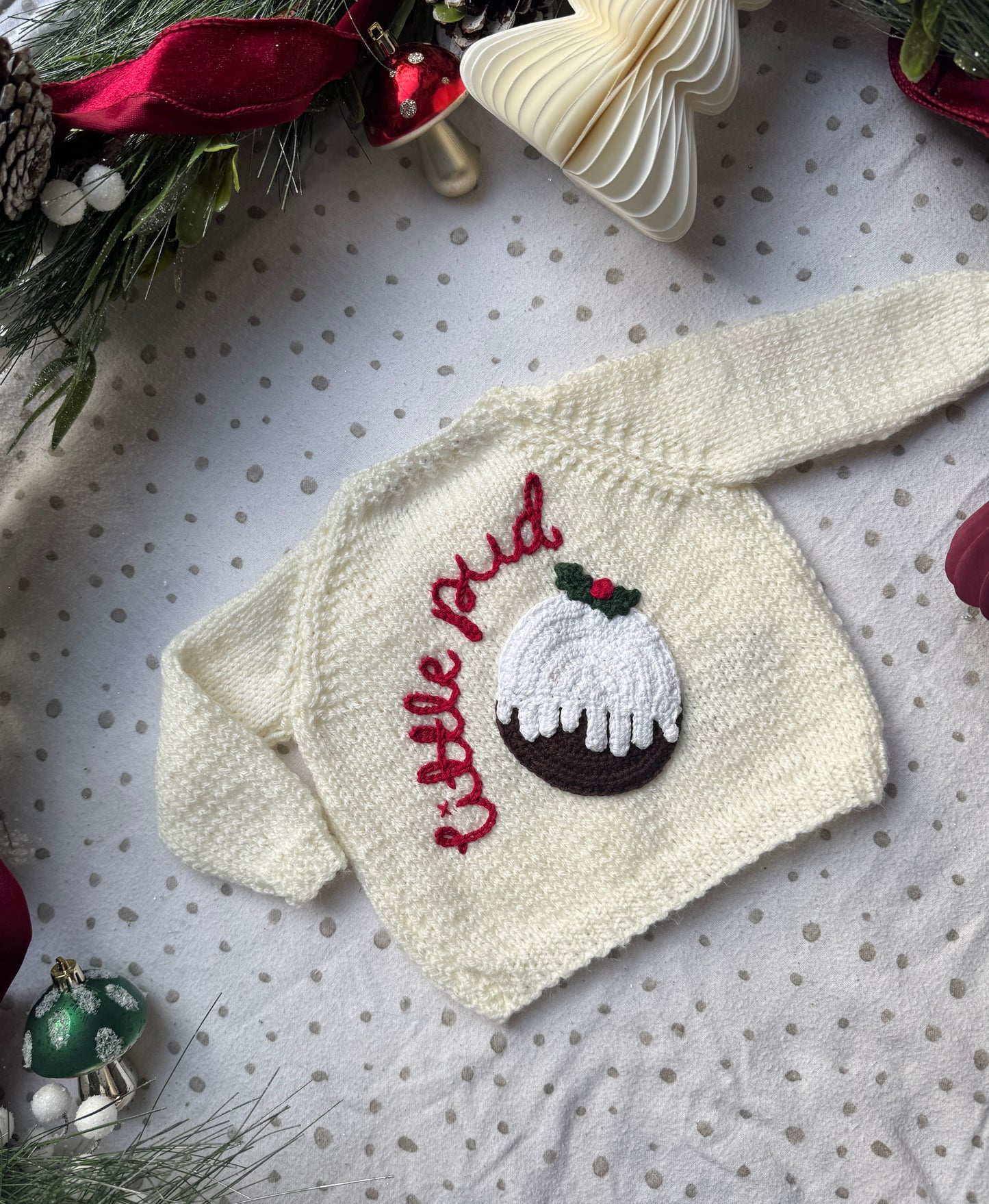 ‘little pud’ 0-3m cardigan
