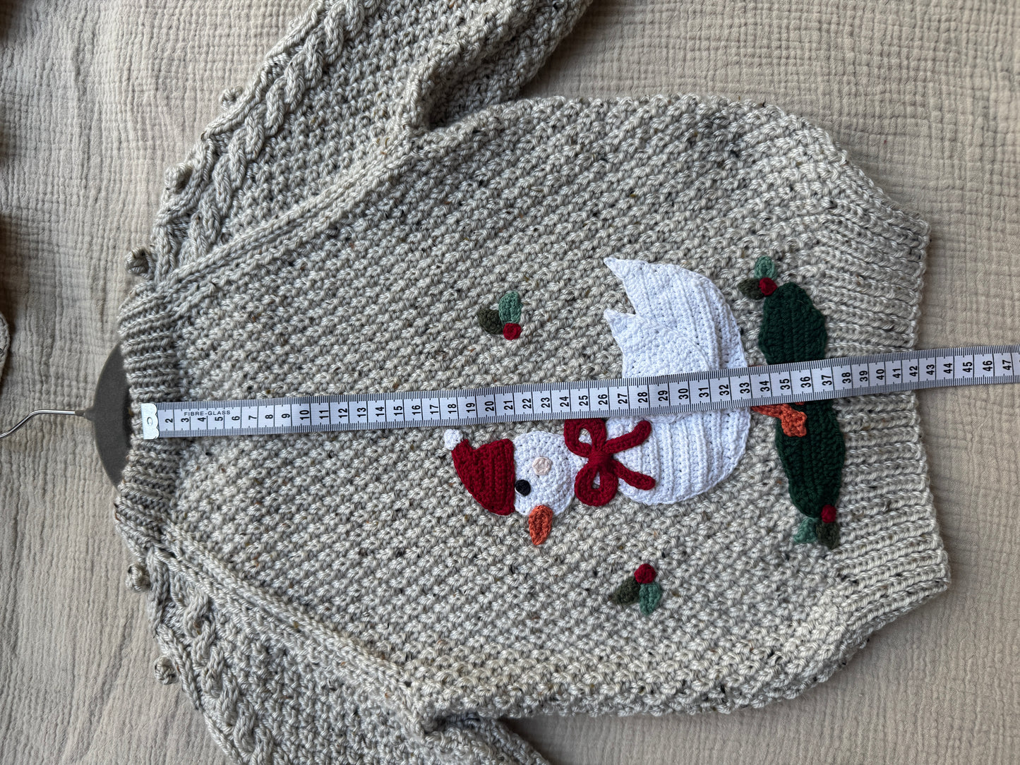 Christmas goose 2-4 years Aran cardigan